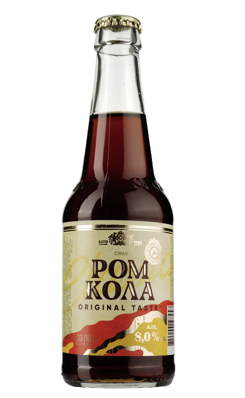 Напій Оболонь Ром Кола с/а газ. 8% 0.33 л скло